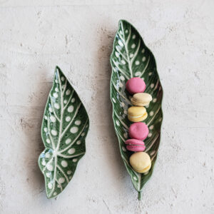 Plato de Gres en Forma de Hoja